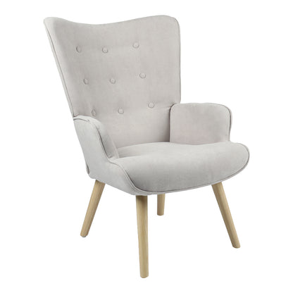 Armchair Fluffy fabric light grey-natural leg 75x69x96cm