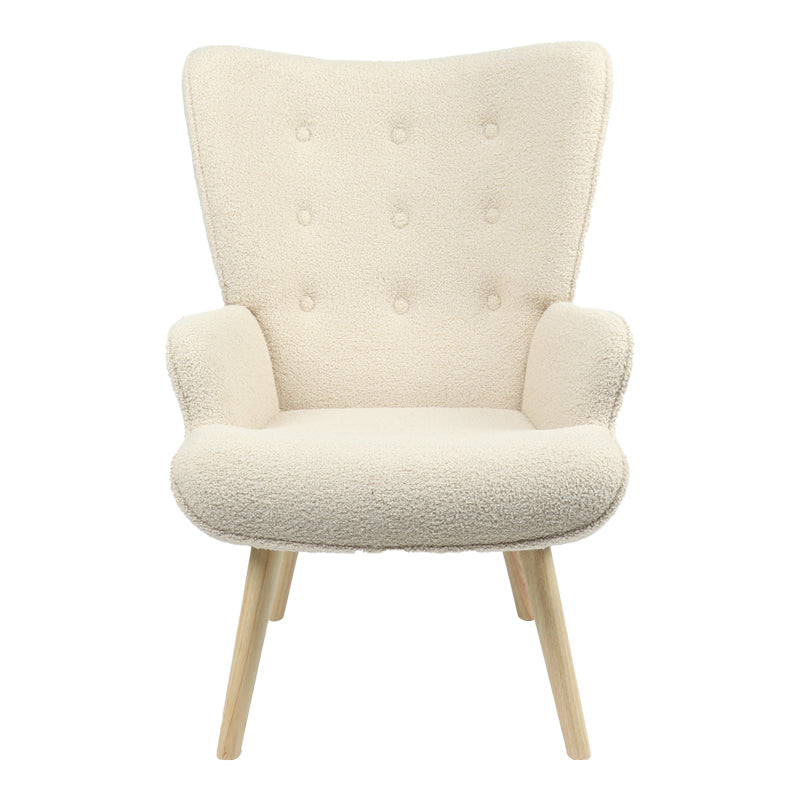 Armchair Fluffy teddy fabric cream-natural 75x69x96cm