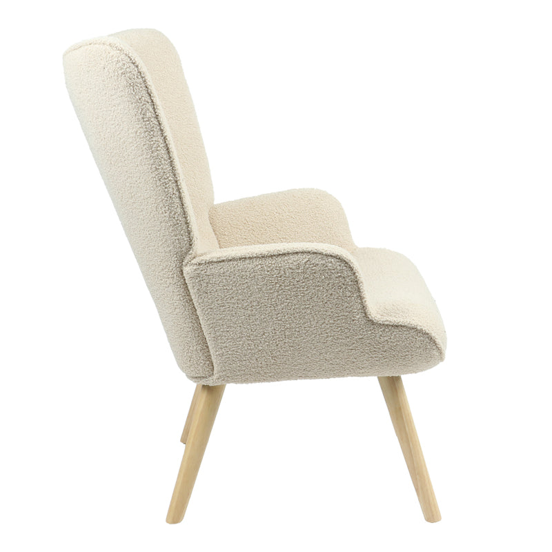 Armchair Fluffy teddy fabric cream-natural 75x69x96cm