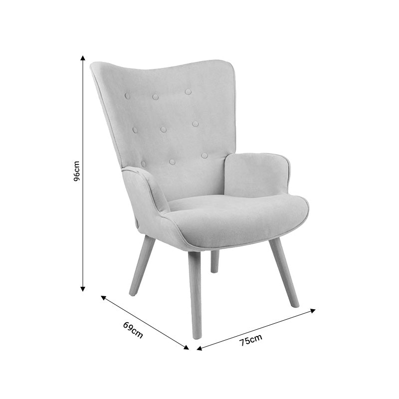 Armchair Fluffy teddy fabric cream-natural 75x69x96cm