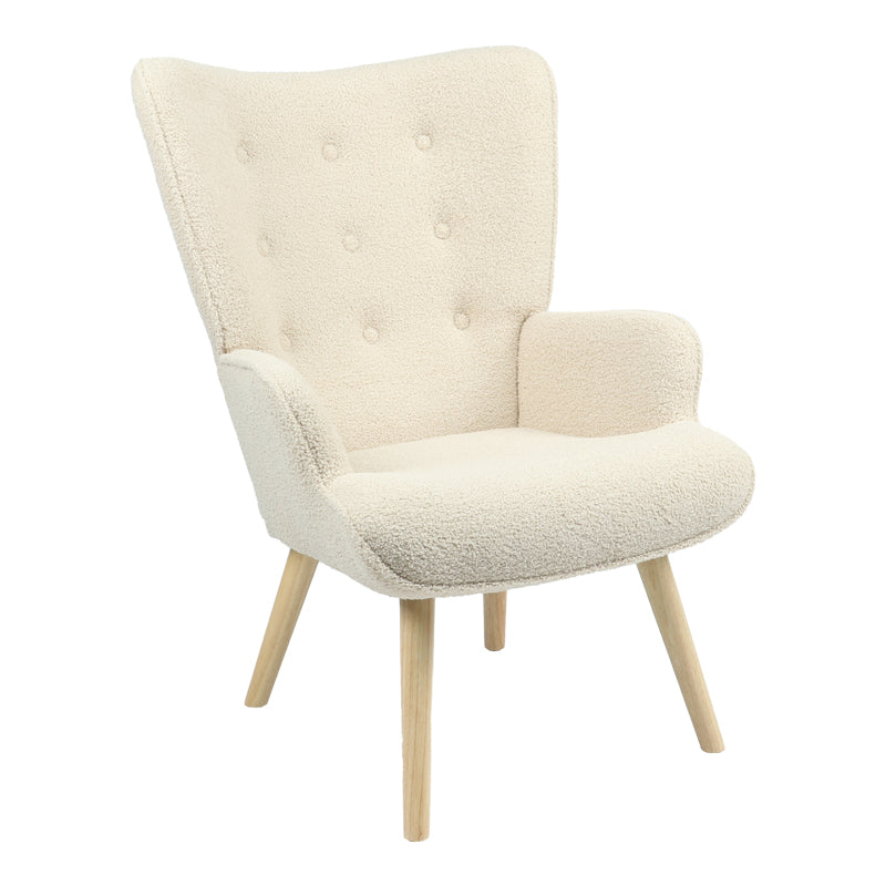 Armchair Fluffy teddy fabric cream-natural 75x69x96cm
