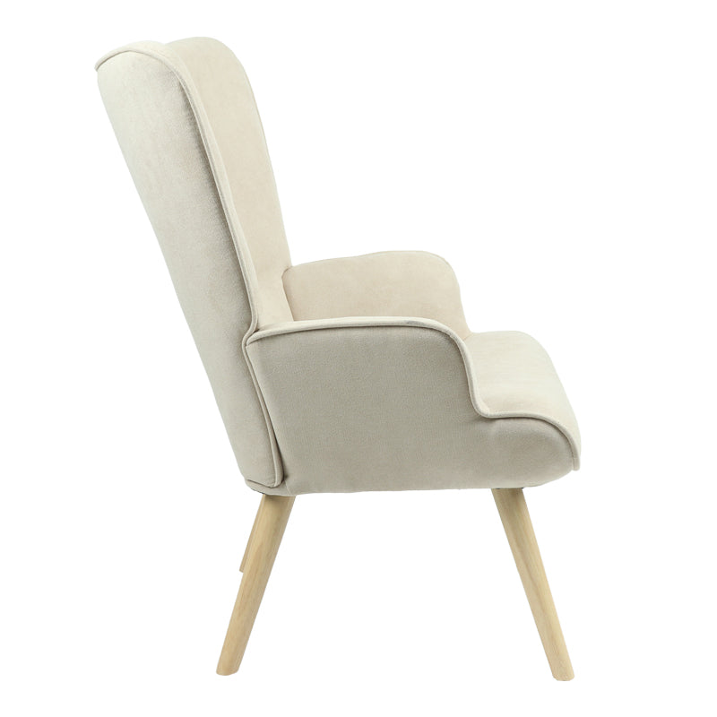 Armchair Fluffy pakoworld beige fabric-natural leg 75x69x96cm