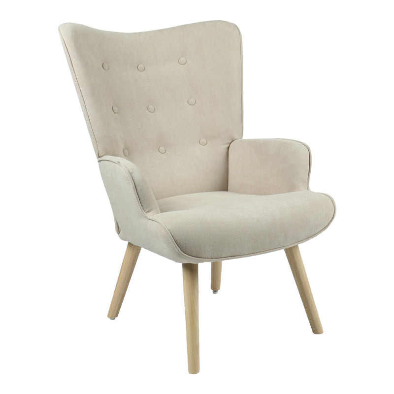 Armchair Fluffy pakoworld beige fabric-natural leg 75x69x96cm