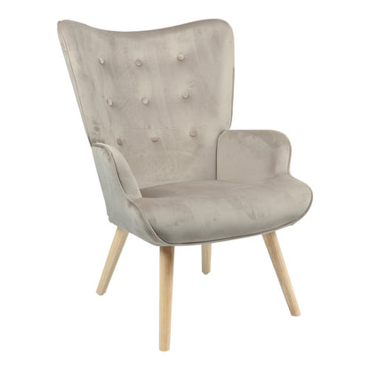 Armchair Fluffy velvet fabric beige-natural leg 75x69x96cm