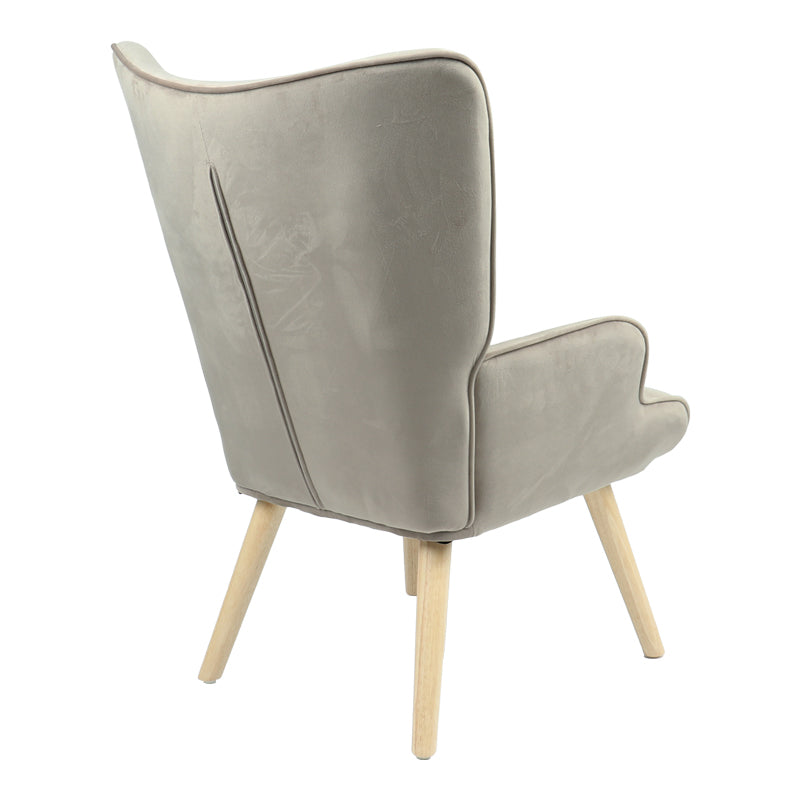 Armchair Fluffy velvet fabric beige-natural leg 75x69x96cm