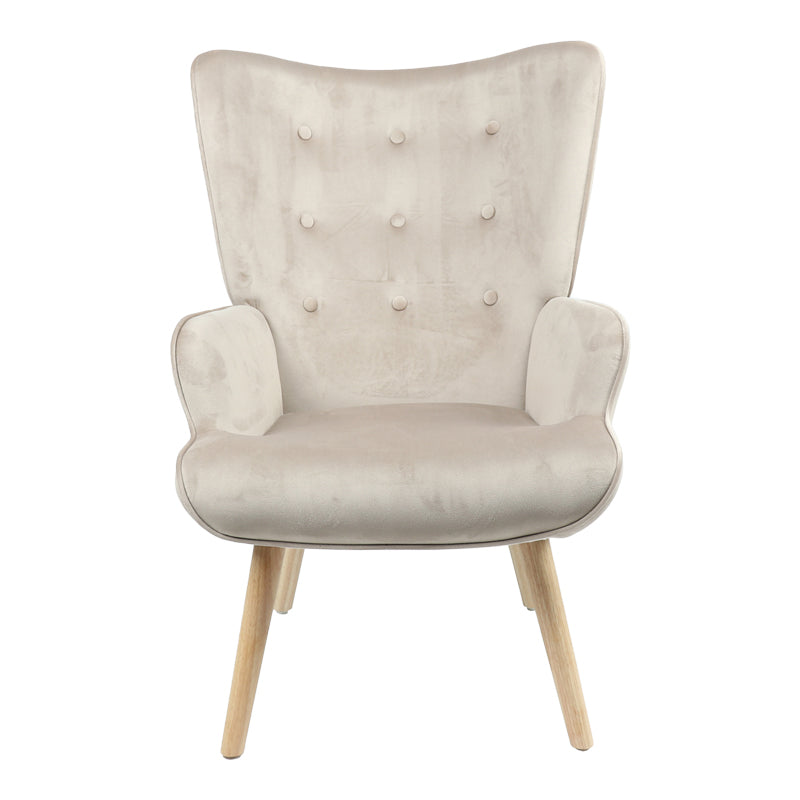 Armchair Fluffy pakoworld velvet fabric beige-natural leg 75x69x96cm