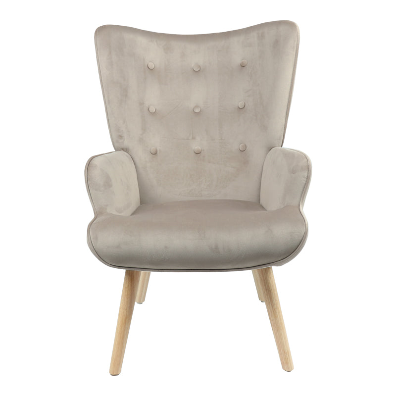 Armchair Fluffy velvet fabric beige-natural leg 75x69x96cm