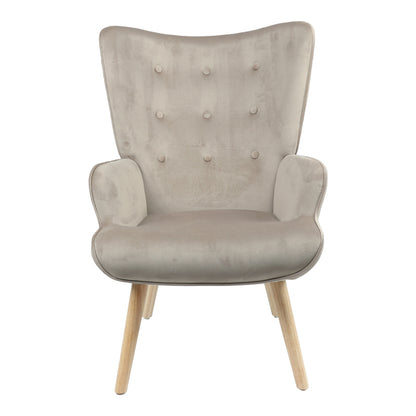 Armchair Fluffy velvet fabric beige-natural leg 75x69x96cm