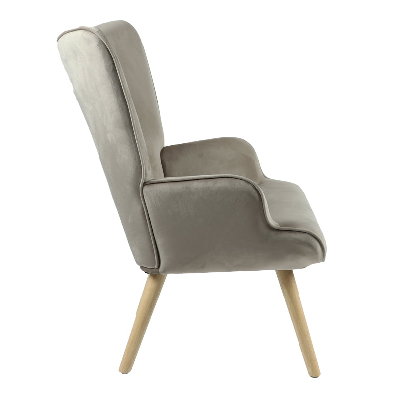 Armchair Fluffy velvet fabric beige-natural leg 75x69x96cm