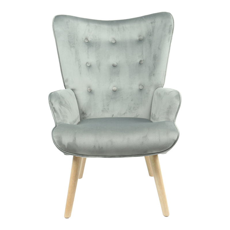 Armchair Fluffy pakoworld velvet fabric grey-natural leg 75x69x96cm