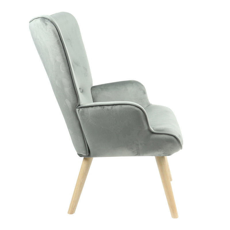 Armchair Fluffy pakoworld velvet fabric grey-natural leg 75x69x96cm