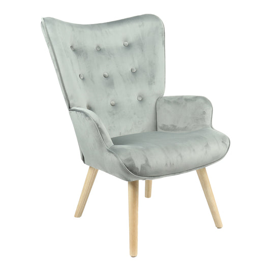 Armchair Fluffy pakoworld velvet fabric grey-natural leg 75x69x96cm