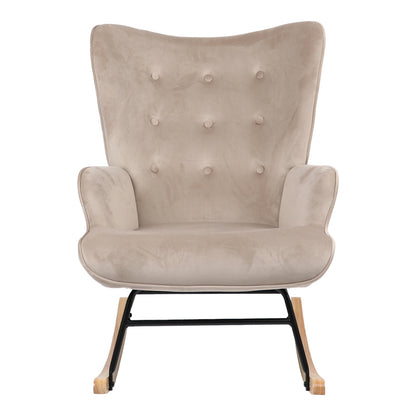 Rocking armchair Georgia velvet fabric beige-natural 75x71x95cm