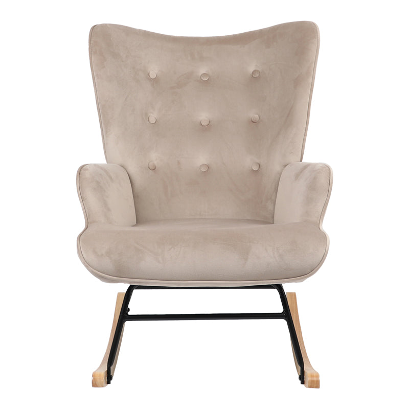 Rocking armchair Georgia pakoworld velvet fabric beige-natural 75x71x95cm