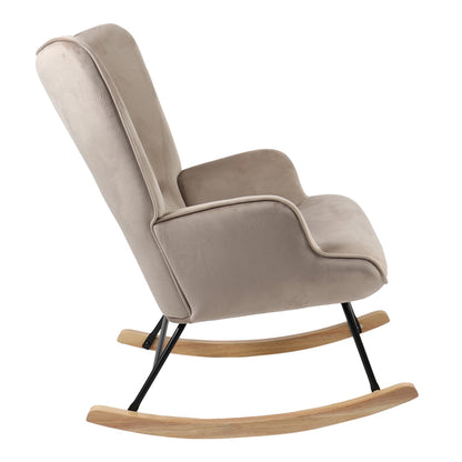 Rocking armchair Georgia velvet fabric beige-natural 75x71x95cm