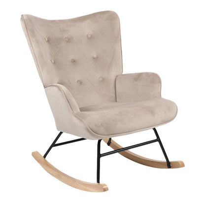 Rocking armchair Georgia velvet fabric beige-natural 75x71x95cm