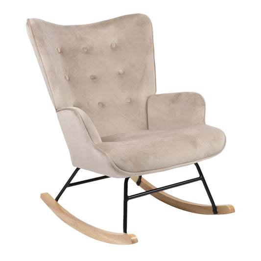 Rocking armchair Georgia velvet fabric beige-natural 75x71x95cm