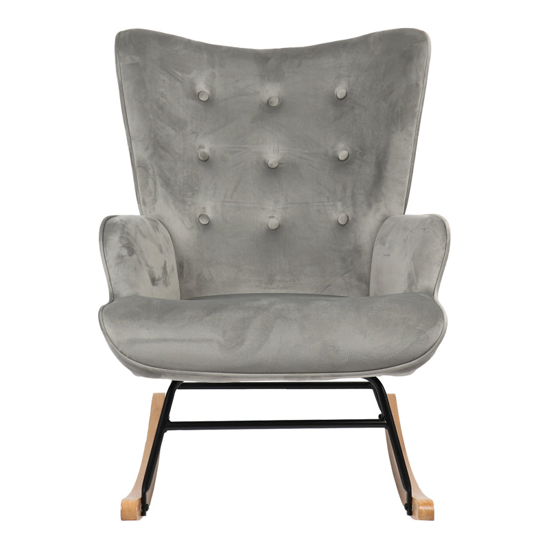 Rocking armchair Georgia velvet fabric grey-natural 75x71x95cm