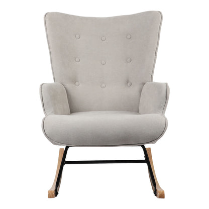 Rocking armchair Georgia pakoworld fabric light grey-natural 75x71x95cm