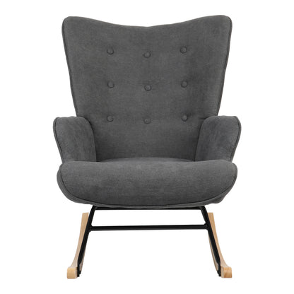 Rocking armchair Georgia pakoworld fabric dark grey-natural 75x71x95cm