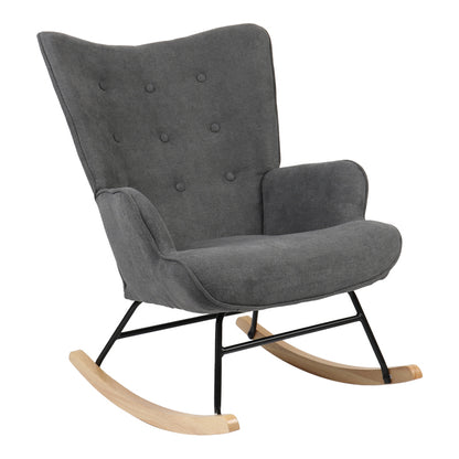 Rocking armchair Georgia pakoworld fabric dark grey-natural 75x71x95cm