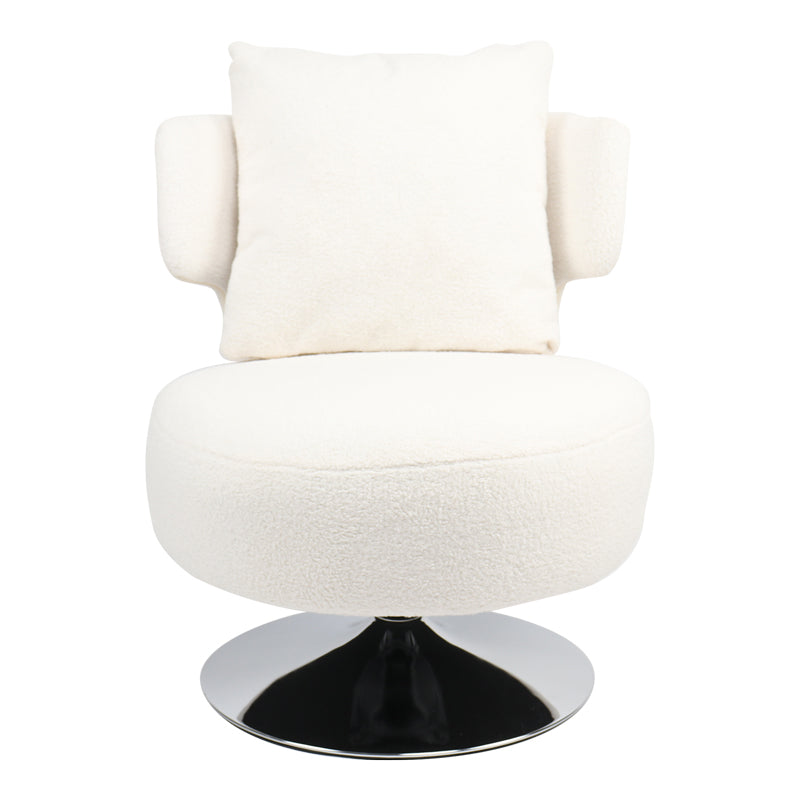 Armchair with cushion Percival pakoworld teddy fabric white-chrome base 76x67x76cm