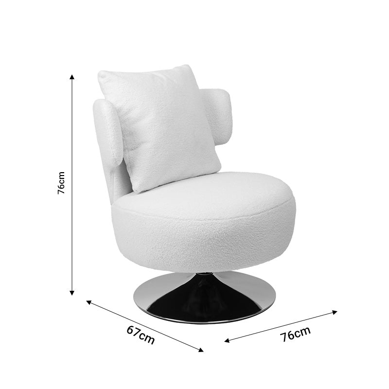 Armchair with cushion Percival pakoworld teddy fabric white-chrome base 76x67x76cm