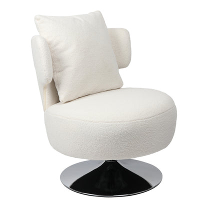 Armchair with cushion Percival pakoworld teddy fabric white-chrome base 76x67x76cm