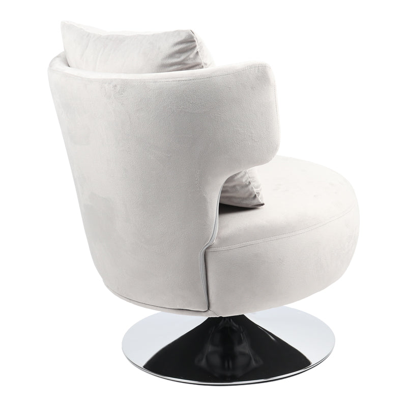 Armchair with cushion Percival pakoworld velvet fabric gray-chrome base 76x67x76cm