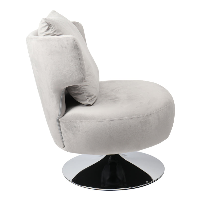 Armchair with cushion Percival pakoworld velvet fabric gray-chrome base 76x67x76cm