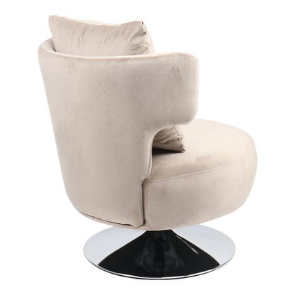 Armchair with cushion Percival pakoworld teddy fabric beige-chrome base 76x67x76cm