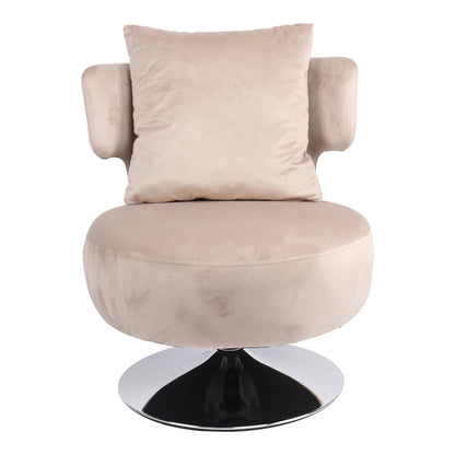 Armchair with cushion Percival pakoworld teddy fabric beige-chrome base 76x67x76cm