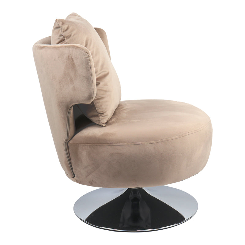 Armchair with cushion Percival pakoworld teddy fabric beige-chrome base 76x67x76cm