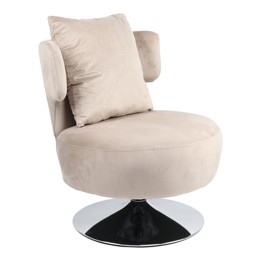 Armchair with cushion Percival pakoworld teddy fabric beige-chrome base 76x67x76cm