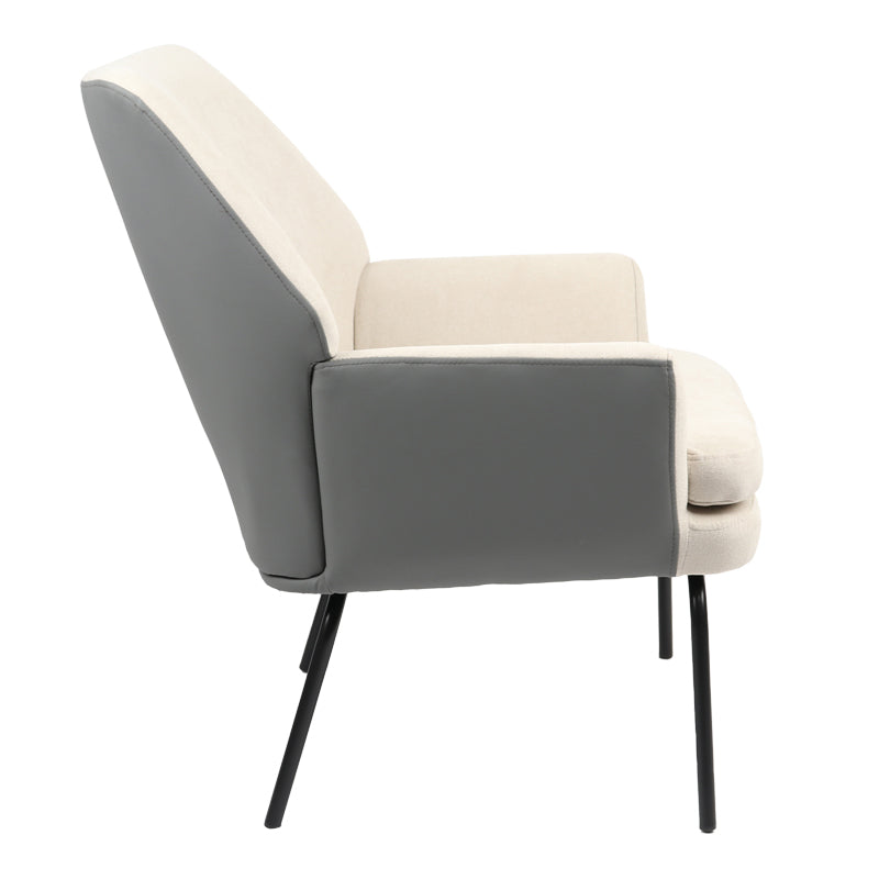 Armchair Kieran pakoworld fabric beige-grey - black leg 67x89x86cm