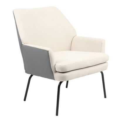 Armchair Kieran pakoworld fabric beige-grey - black leg 67x89x86cm