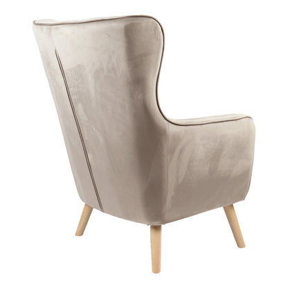 Armchair Insicive pakoworld velvet fabric beige-natural leg 72x89x105cm