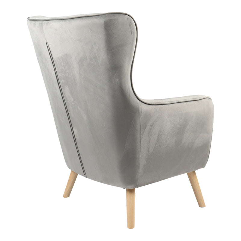 Insicive armchair pakoworld velvet fabric gray-natural leg 72x89x105cm