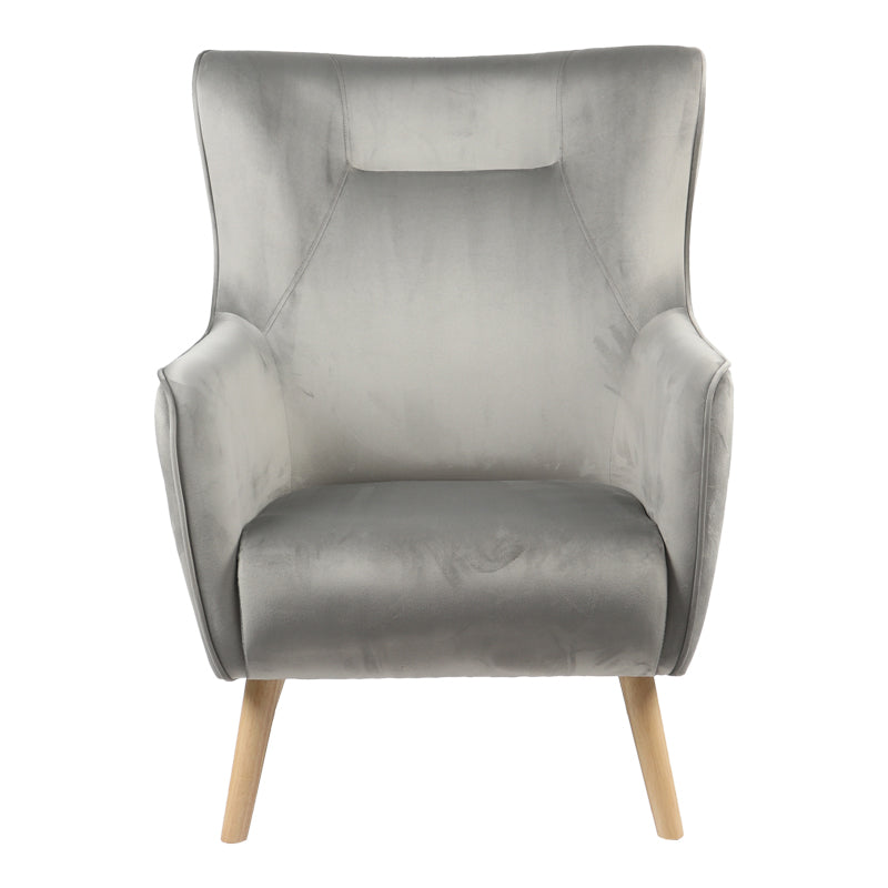 Insicive armchair pakoworld velvet fabric gray-natural leg 72x89x105cm