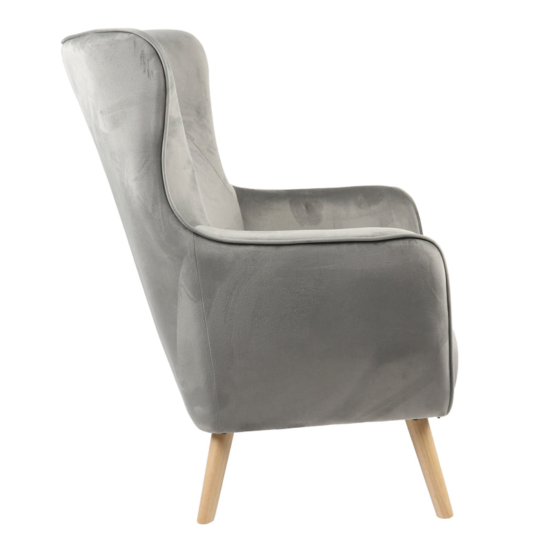 Insicive armchair pakoworld velvet fabric gray-natural leg 72x89x105cm