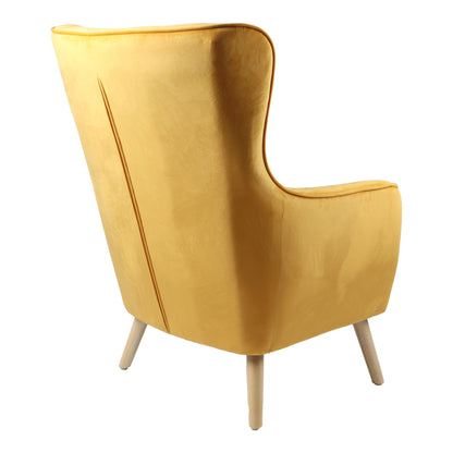 Insicive armchair pakoworld velvet fabric mustard-natural leg 72x89x105cm