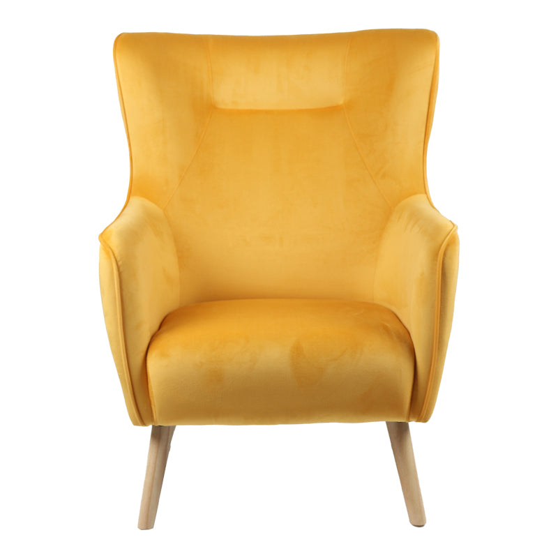 Insicive armchair pakoworld velvet fabric mustard-natural leg 72x89x105cm