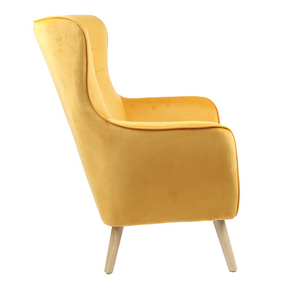 Insicive armchair pakoworld velvet fabric mustard-natural leg 72x89x105cm