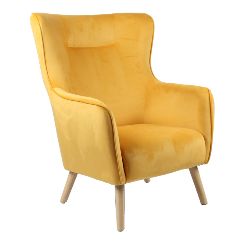 Insicive armchair pakoworld velvet fabric mustard-natural leg 72x89x105cm