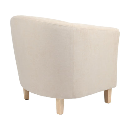 Armchair Tronmo pakoworld cream fabric and natural rubberwood leg 75x69x75cm