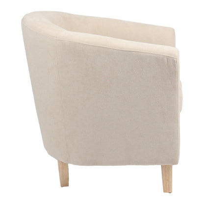 Armchair Tronmo pakoworld cream fabric and natural rubberwood leg 75x69x75cm