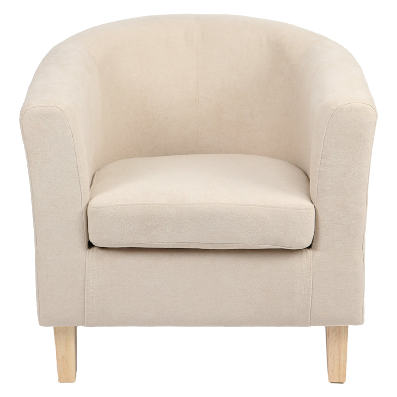 Armchair Tronmo pakoworld cream fabric and natural rubberwood leg 75x69x75cm