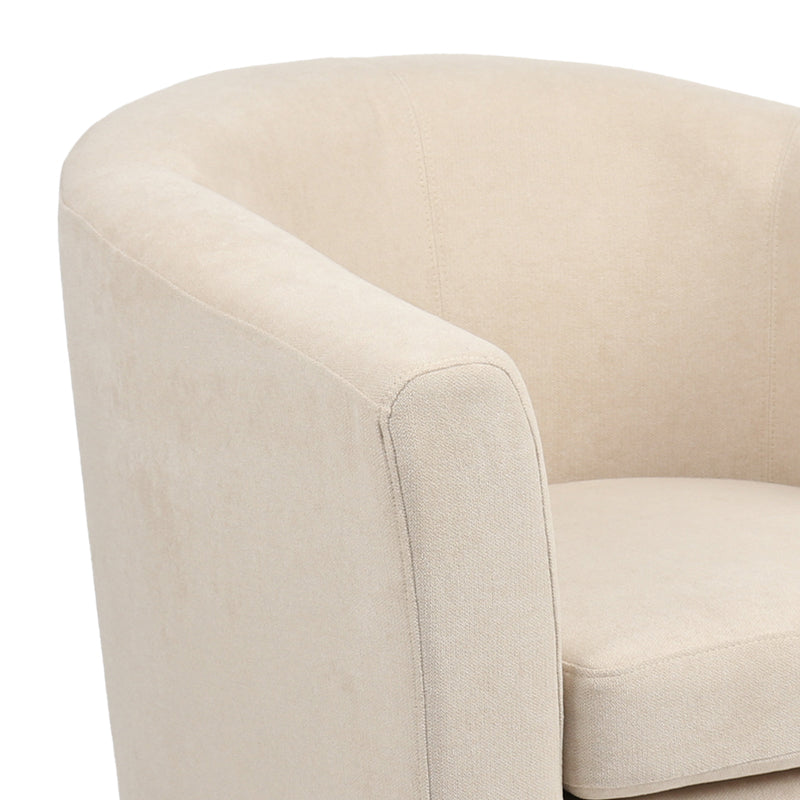 Armchair Tronmo pakoworld cream fabric and natural rubberwood leg 75x69x75cm