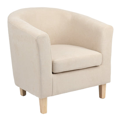 Armchair Tronmo pakoworld cream fabric and natural rubberwood leg 75x69x75cm