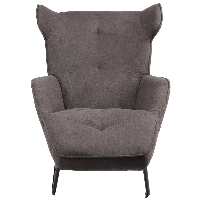 Relax Totely armchair pakoworld charcoal fabric and metal black leg 74.5x122x90cm